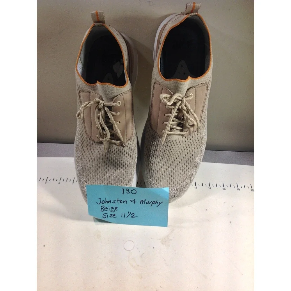 Johnston & Murphy ActivSole Men's Size 11.5 Beige‎ Low Top Knit Sneakers